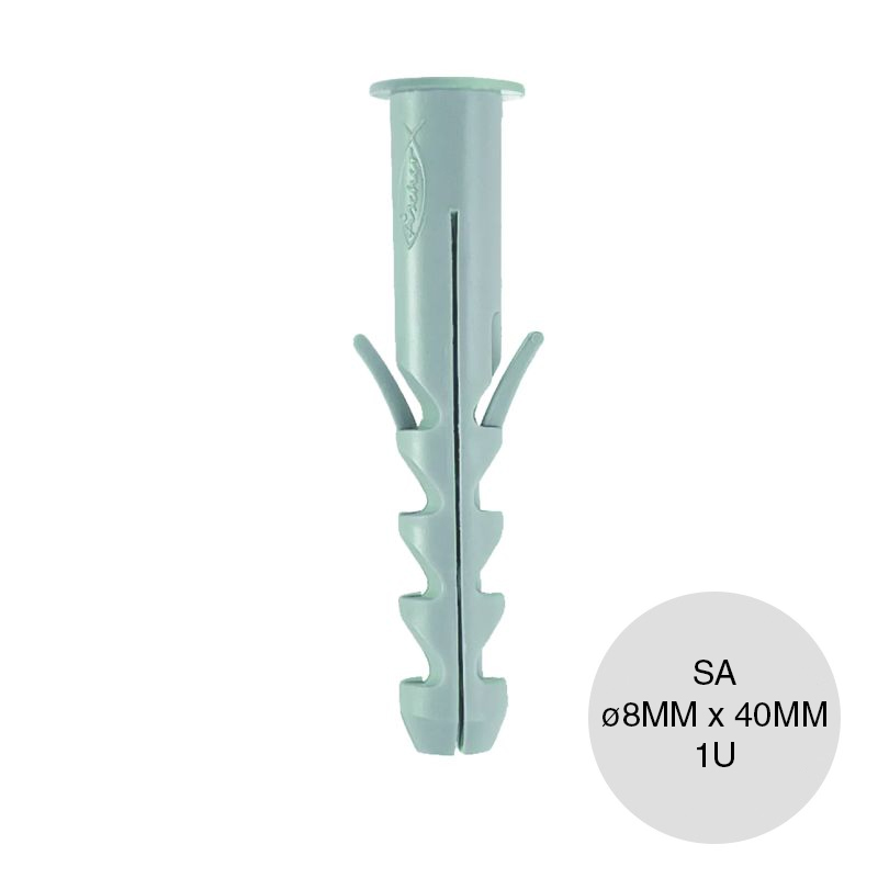 Taco tarugo nylon SA c/tope arandela ø 8mm x 40mm