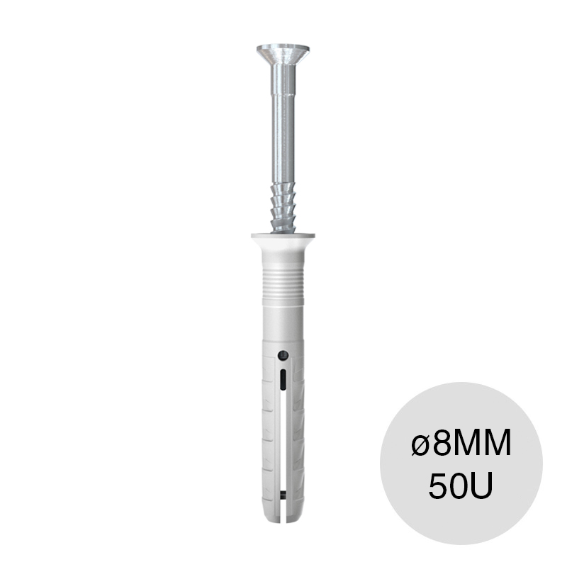 Taco tarugo nylon S c/clavo tornillo ø 8mm caja x 50u