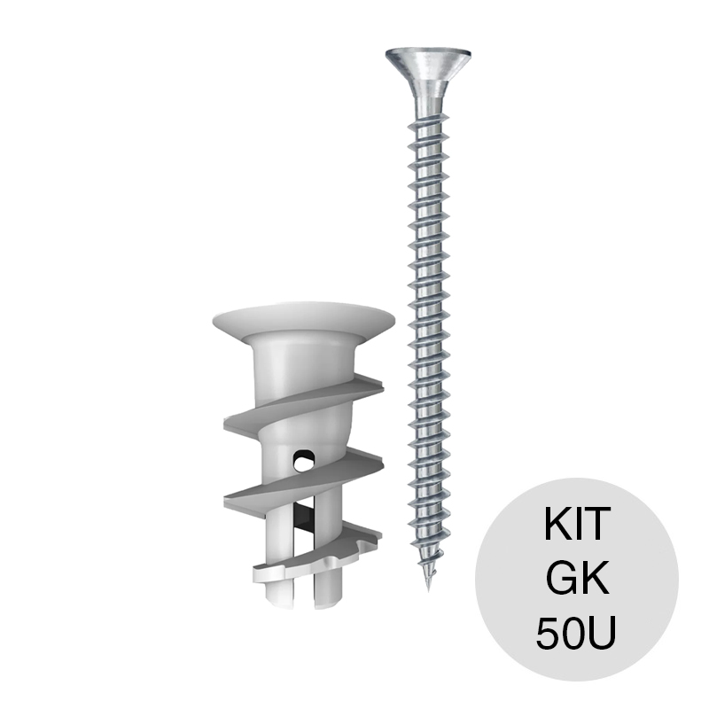 Kit taco tarugo autoroscante GK nylon + Tornillo TMF ø 4.5mm x 35mm caja x 50u