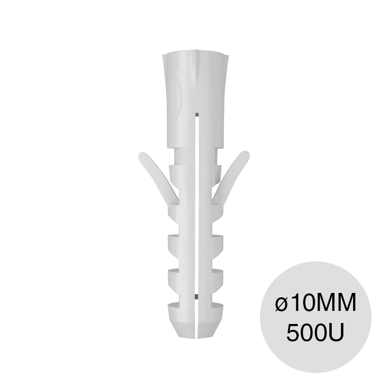 Taco tarugo S 10 nylon s/tope ø 10mm bolsa x 500u