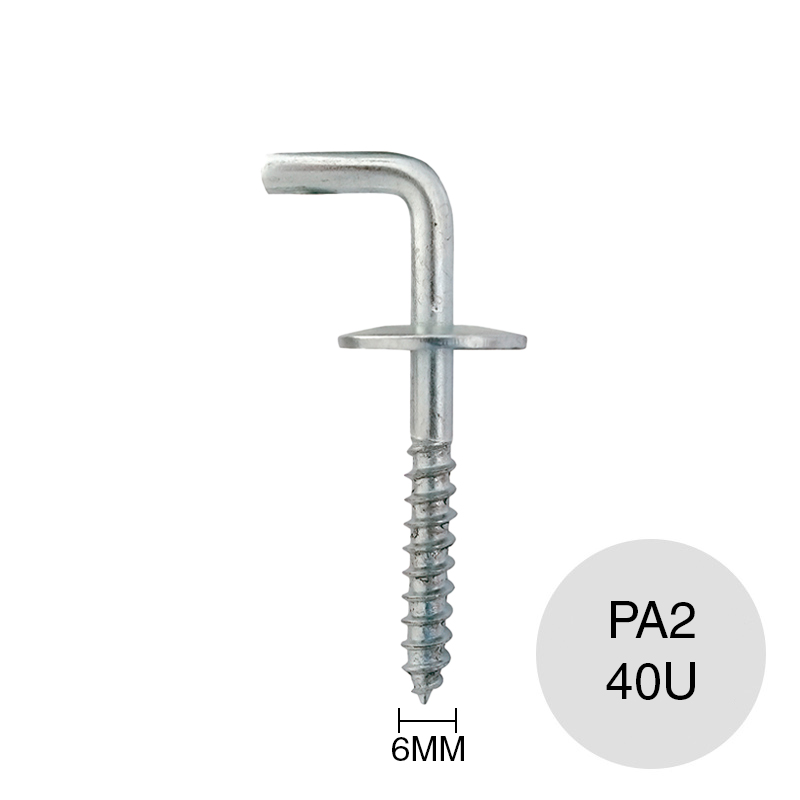 Piton L escuadra c/arandela PA2 p/taco 6mm acero zincado caja x 40u