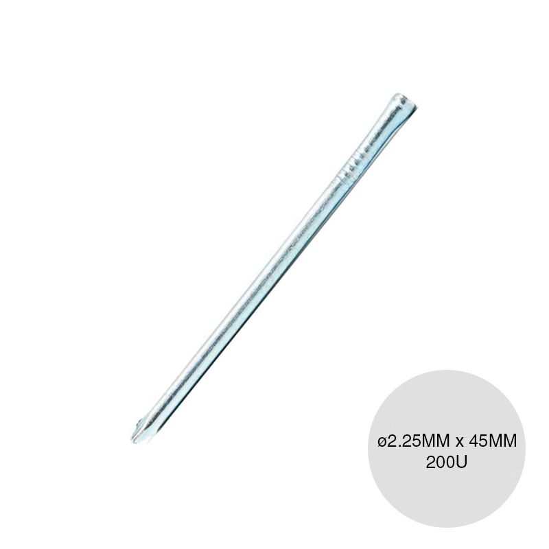 Clavo cabeza perdida punta paris CCP45 acero ø 2.25mm x 45mm caja x 200u