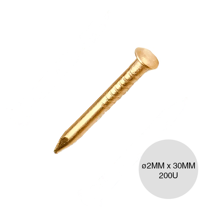 Clavo cabeza redonda punta biselada CCR30 acero ø 2mm x 30mm caja x 200u