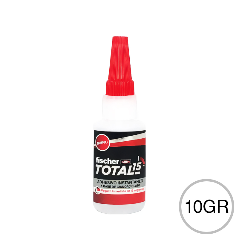 Pegamento adhesivo instantaneo Total 15 base cianoacrilato transparente blister x 10gr
