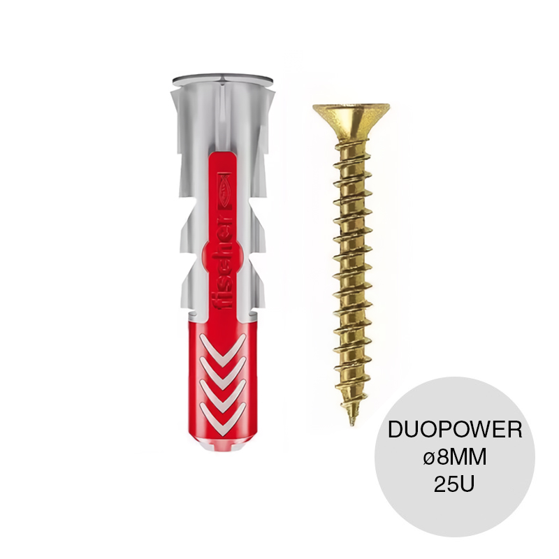 Kit taco tarugo DuoPower bicomponente ø 8mm x 40mm + Tornillo TMF ø 5mm x 45mm blister x 25u