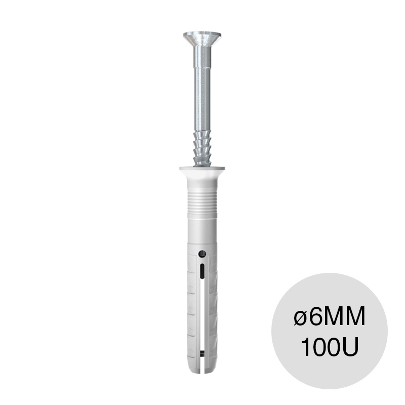 Taco tarugo nylon S c/clavo tornillo ø 6mm bolsa x 100u
