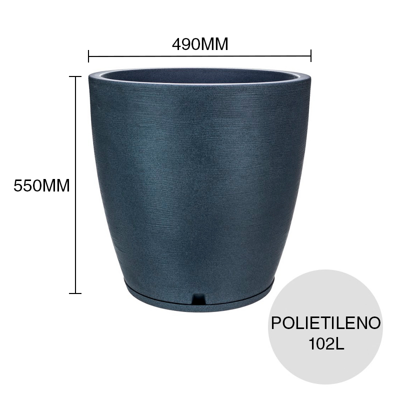 Maceta conica 102l Amsterdam Grafiato polietileno simil piedra grafito ø 490mm x 550mm