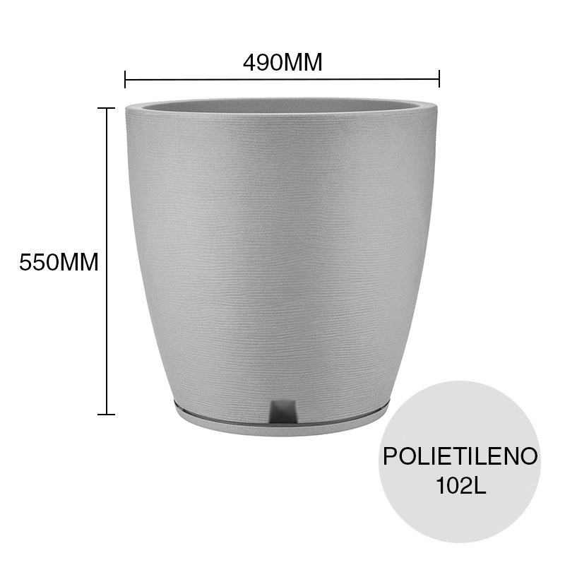 Maceta conica 102l Amsterdam Grafiato polietileno cemento ø 490mm x 550mm