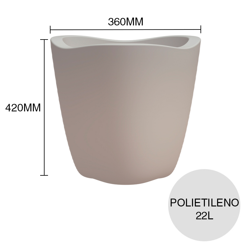 Maceta conica 22l Tryas Jardin polietileno blanco ø 360mm x 420mm