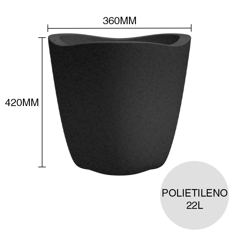 Maceta conica 22l Tryas Jardin polietileno granito gris ø 360mm x 420mm