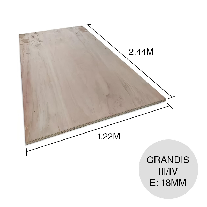 Tablero compensado fenolico Grandis calidad III/IV 18mm x 1.22m x 2.44m
