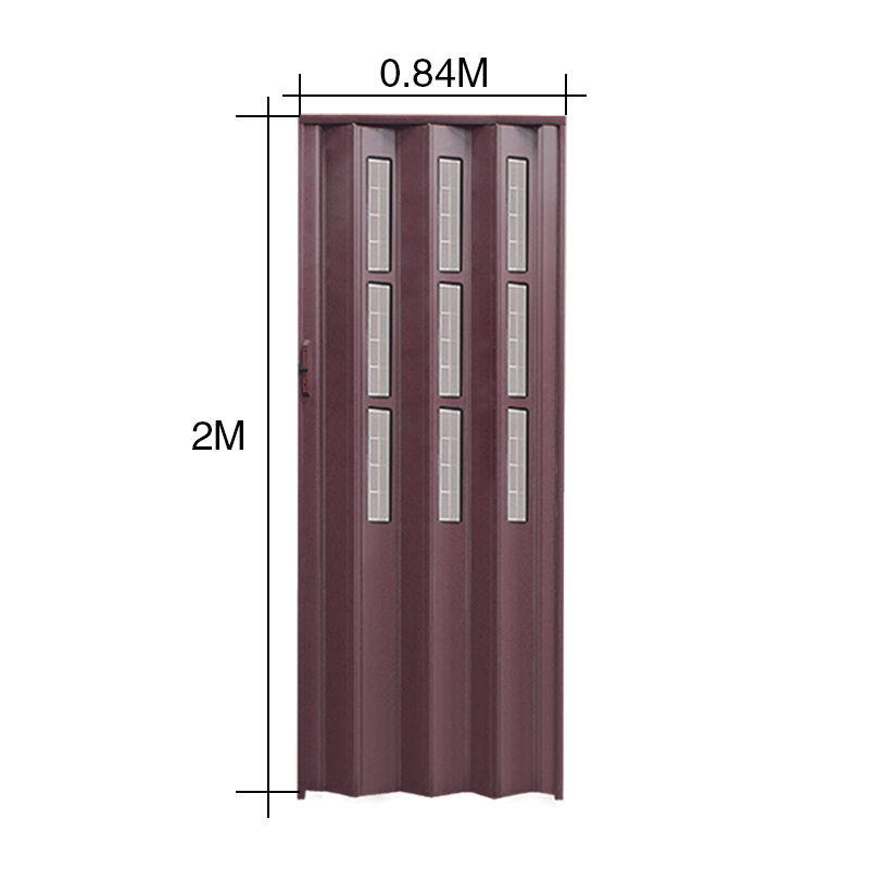 Puerta interior plegadiza medio vidrio PVC algarrobo 10mm x 840mm x 2m