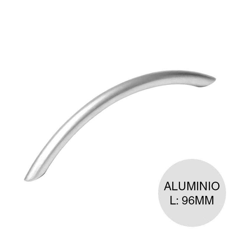 Manija p/muebles Curvilinea aluminio cromado mate 96mm