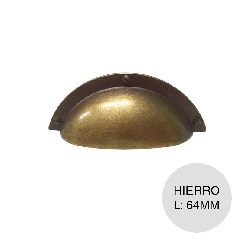 Manija p/muebles Cubeta Medialuna hierro bronce 64mm