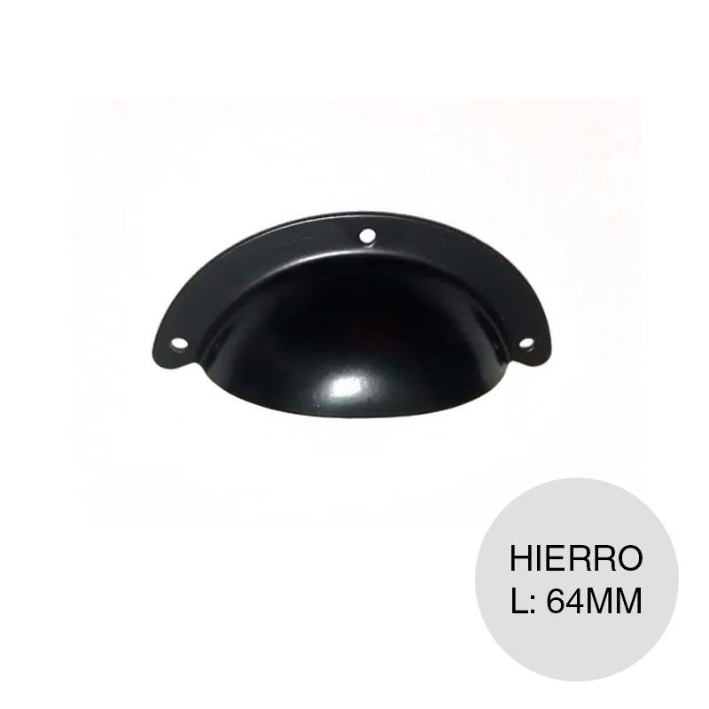 Manija p/muebles Cubeta Medialuna hierro negro 64mm