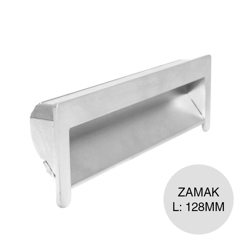 Cubeta tirador p/muebles Euro C40 zamak cromo mate 128mm