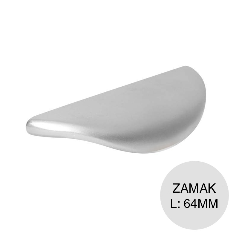 Tirador p/muebles Euro CB4 zamak cromo mate 64mm