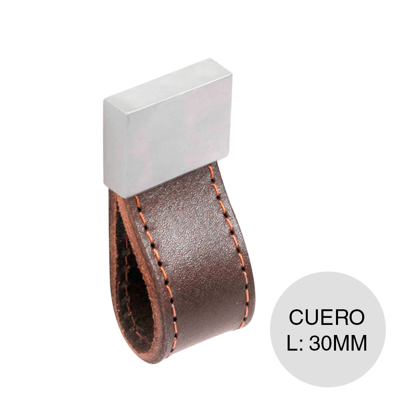 Tirador p/muebles Euro CR2 zamak cuero 30mm