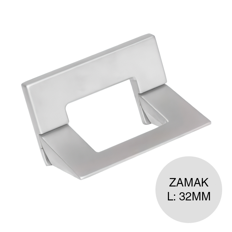 Tirador p/muebles Euro R9 zamak cromo mate 32mm