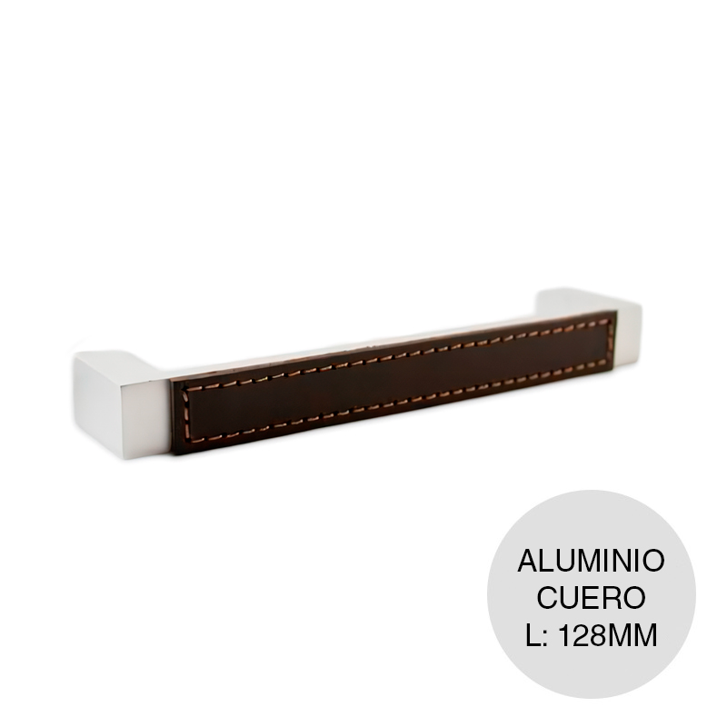 Tirador p/muebles Aluminia UC15 aluminio cuero 128mm