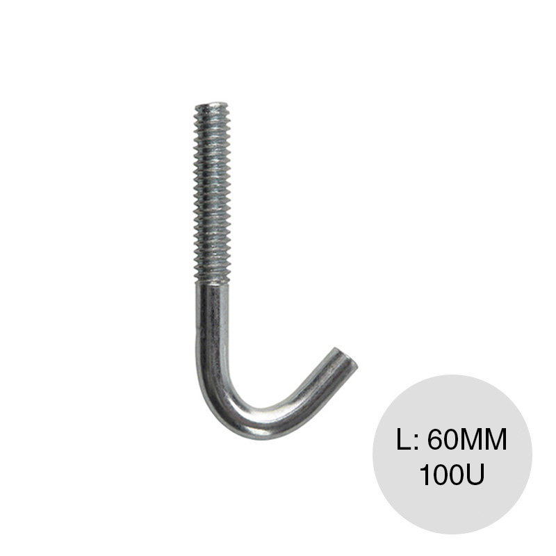 Gancho baston acero c/capuchon 60mm bolsa x 100u