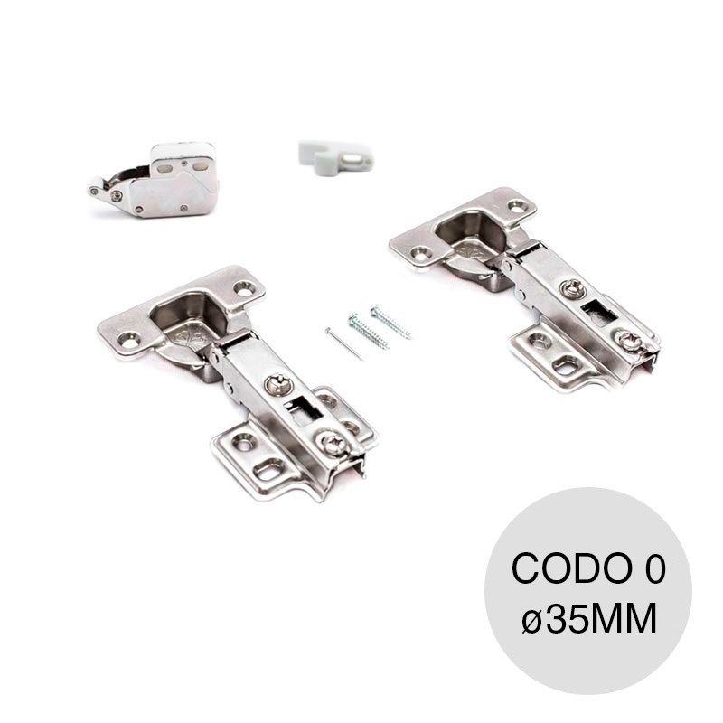 Bisagra cazoleta Push Open codo 0 ø 35mm c/reten metalico