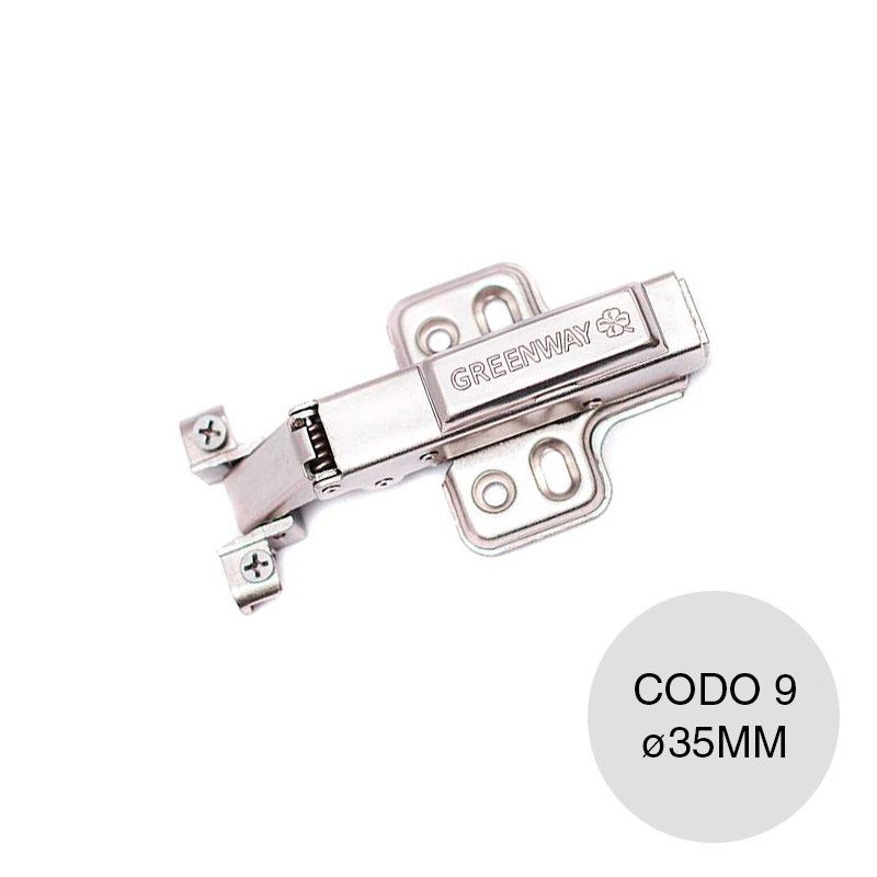 Bisagra cazoleta codo 9 cierre suave c/base aluminio ø 35mm
