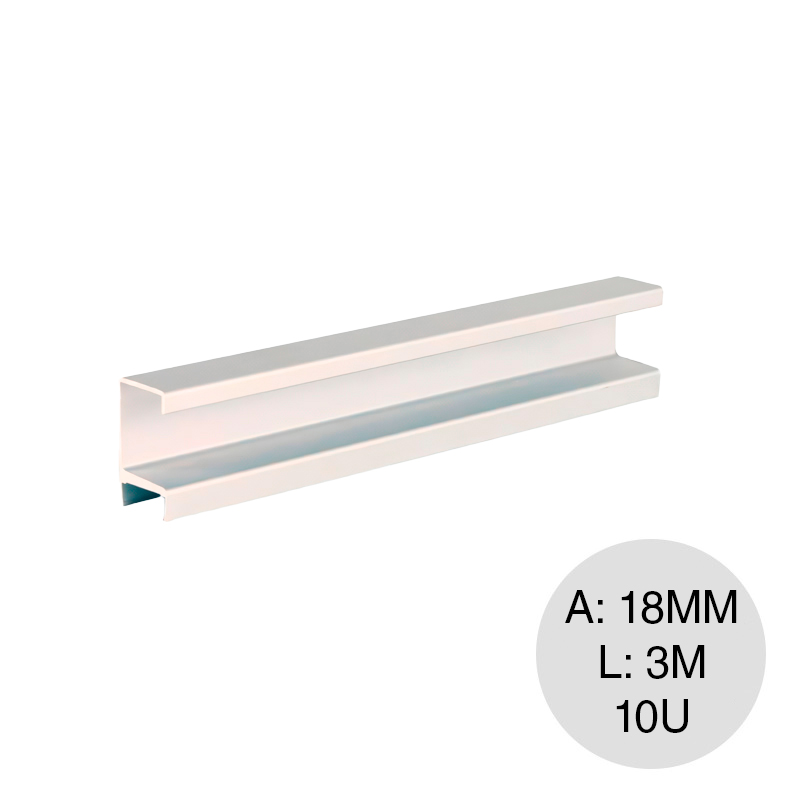 Perfil tirador C aluminio 18mm x 3m caja x 10u