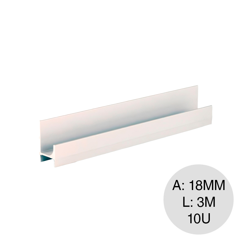 Perfil tirador H aluminio 18mm x 3m caja x 10u