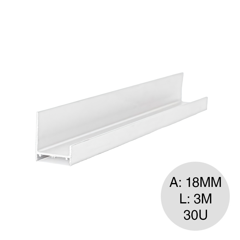 Perfil tirador J aluminio 18mm x 3m caja x 30u