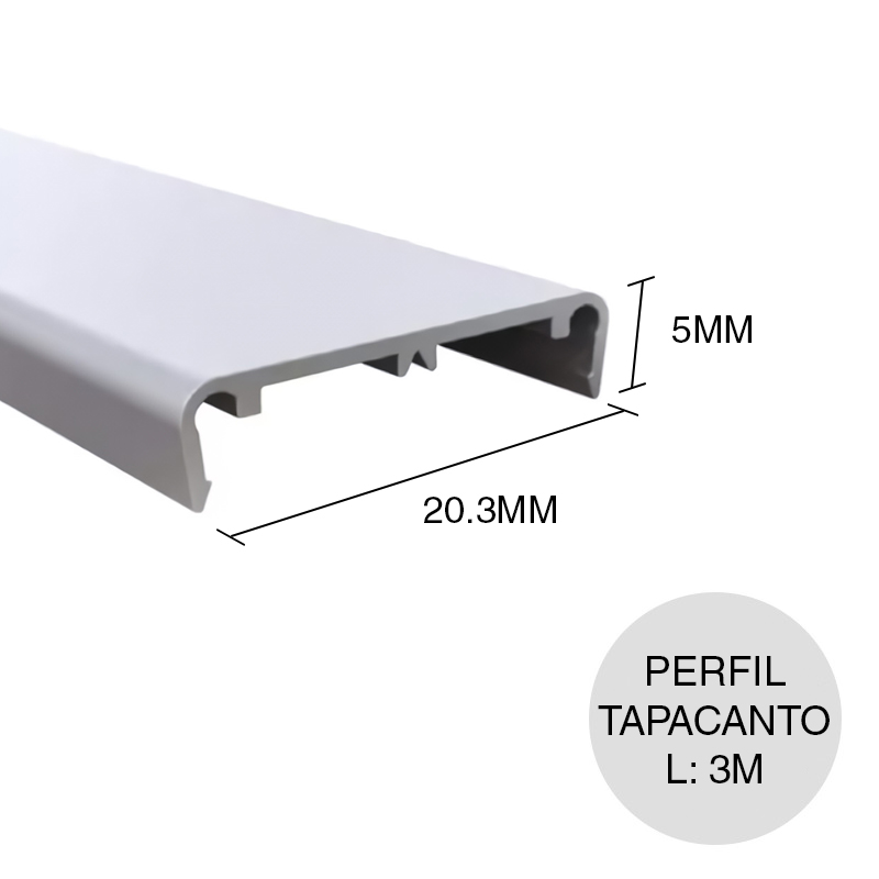 Perfil tapacanto aluminio anonizado natural 5mm x 20.3mm x 3m