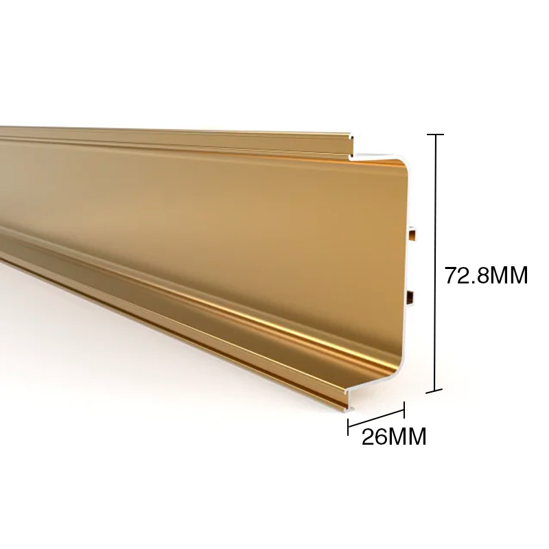 Perfil gola media c/felpas aluminio dorado 26mm x 72.8mm x 3m
