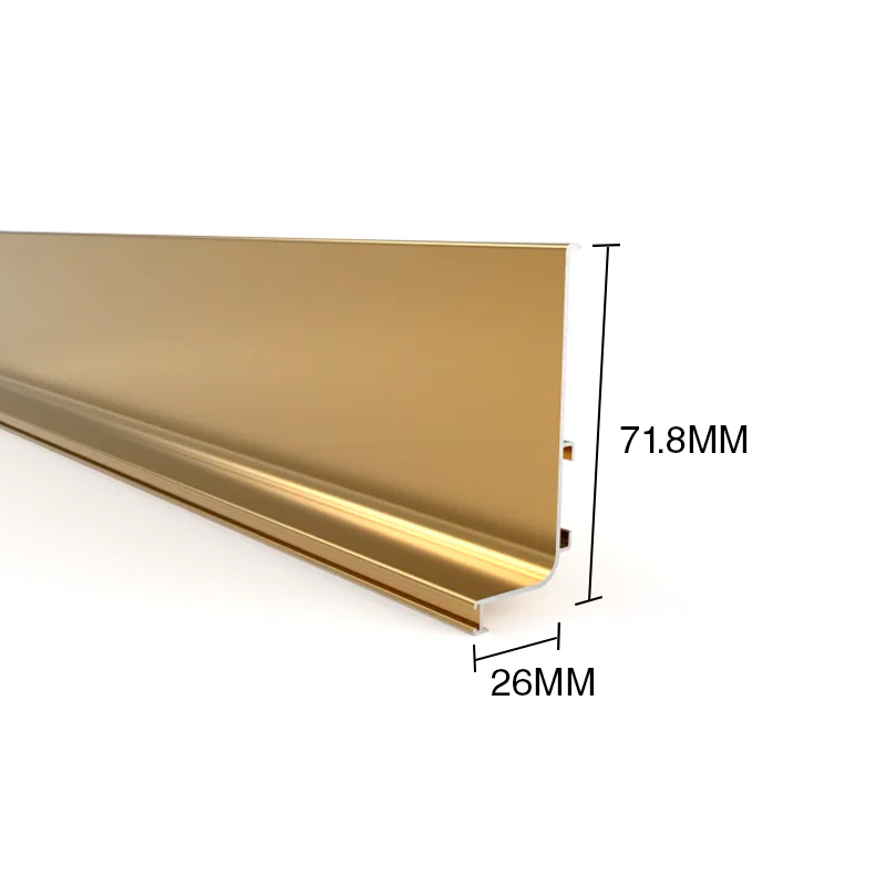Perfil gola superior c/felpas aluminio dorado 26mm x 71.8mm x 3m
