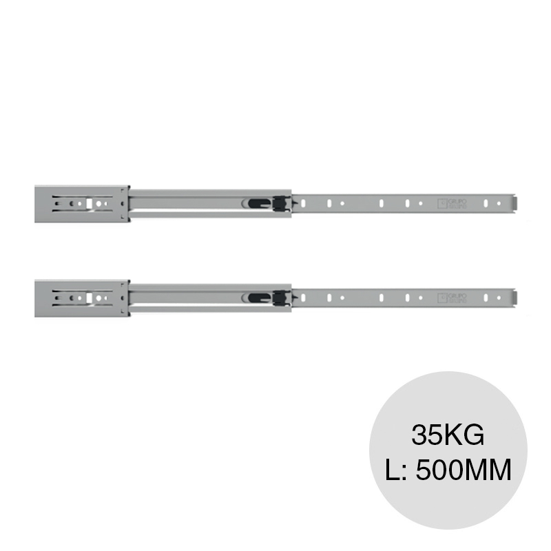 Corredera telescopica 35kg Push Open acero galvanizado zincado 45mm x 500mm