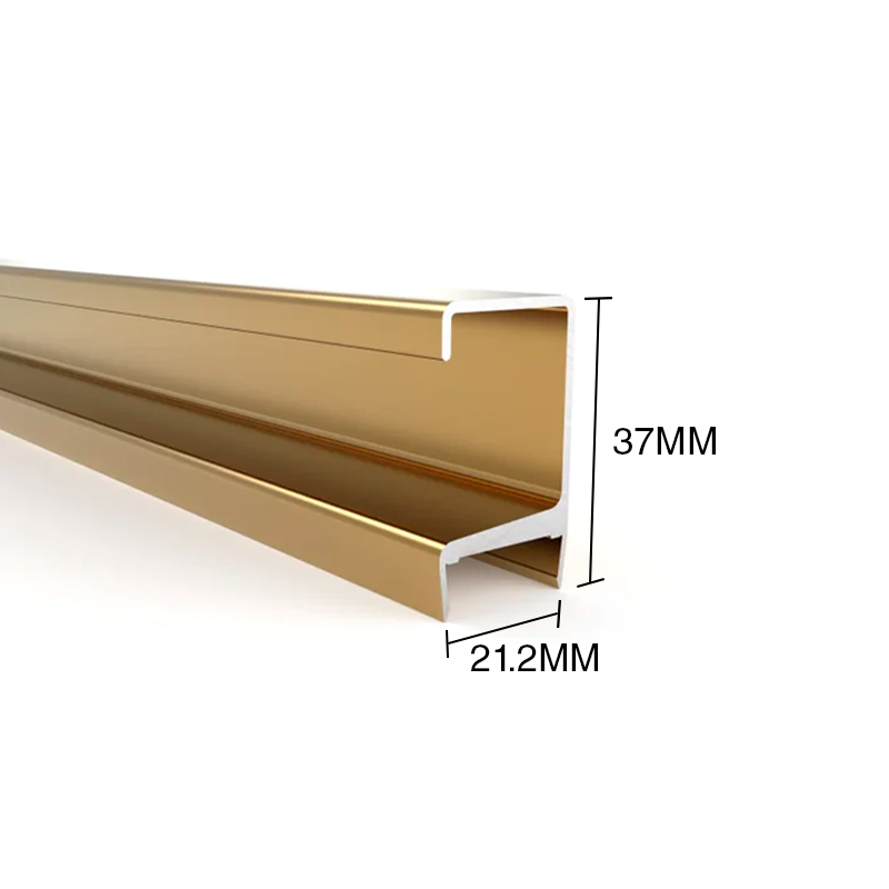 Perfil Manija C aluminio dorado 21.2mm x 37mm x 3m