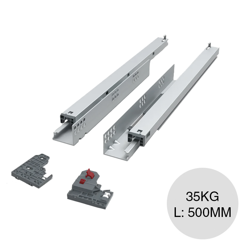 Corredera telescopica oculta 35kg Push Open acero galvanizado zincado 45mm x 500mm