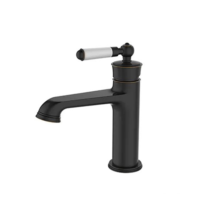 Griferia lavatorio metalica Bruselas sobremesada monocomando pico bajo negro mate