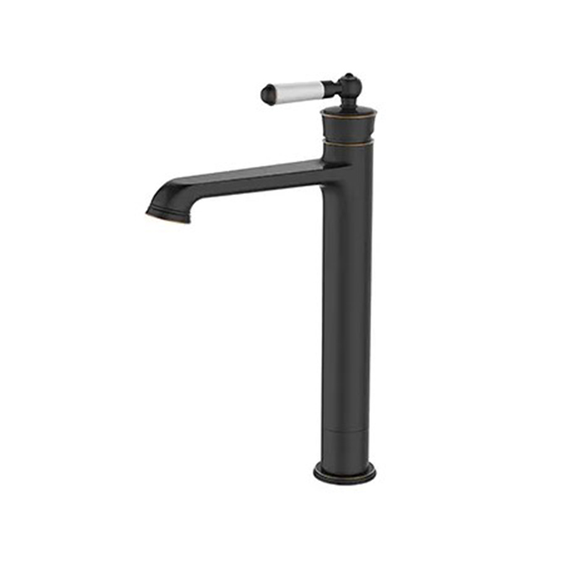 Griferia lavatorio metalica Bruselas sobremesada monocomando pico alto negro mate