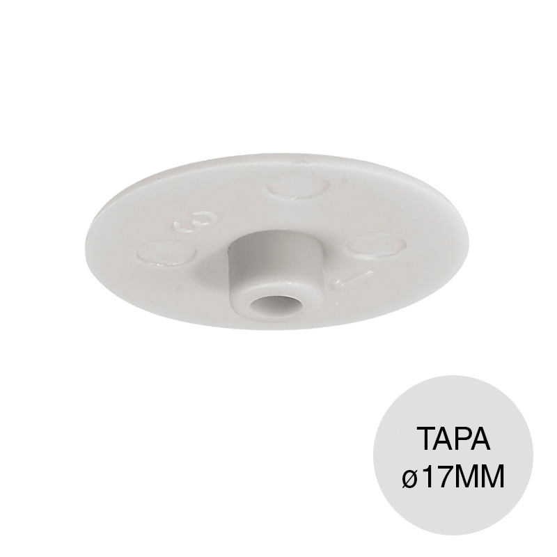 Tapa embellecedora Minifix 15 plastico blanco ø 4mm x ø 17mm