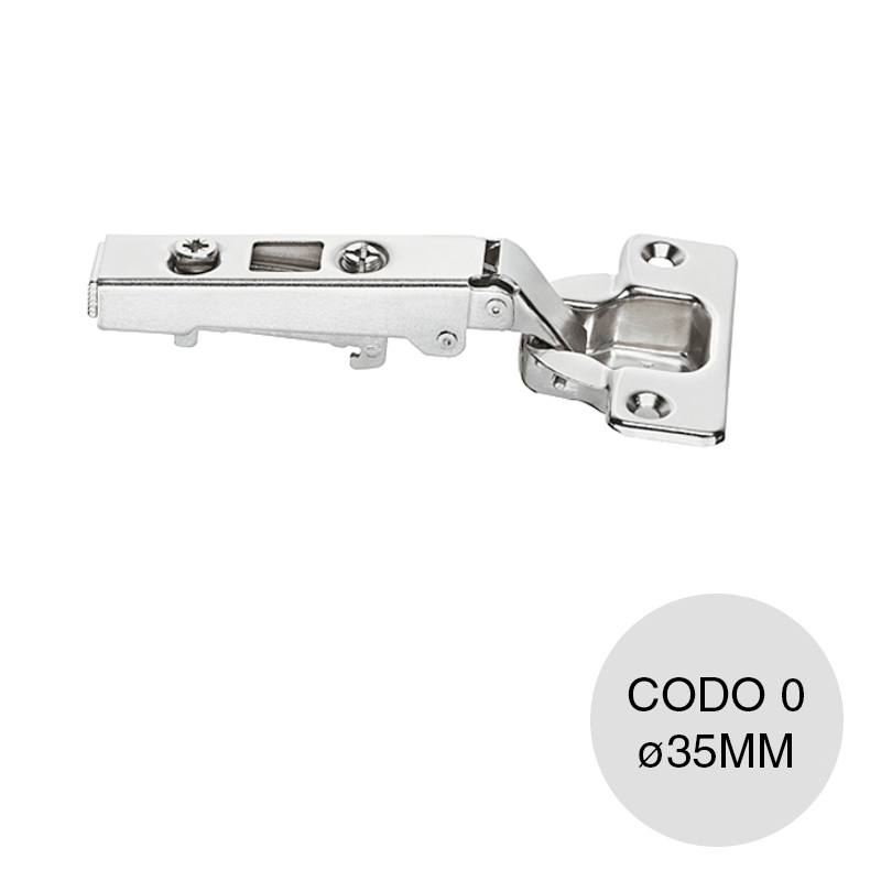 Bisagra cazoleta clip codo 0 c/base cruz acero niquelado ø 35mm