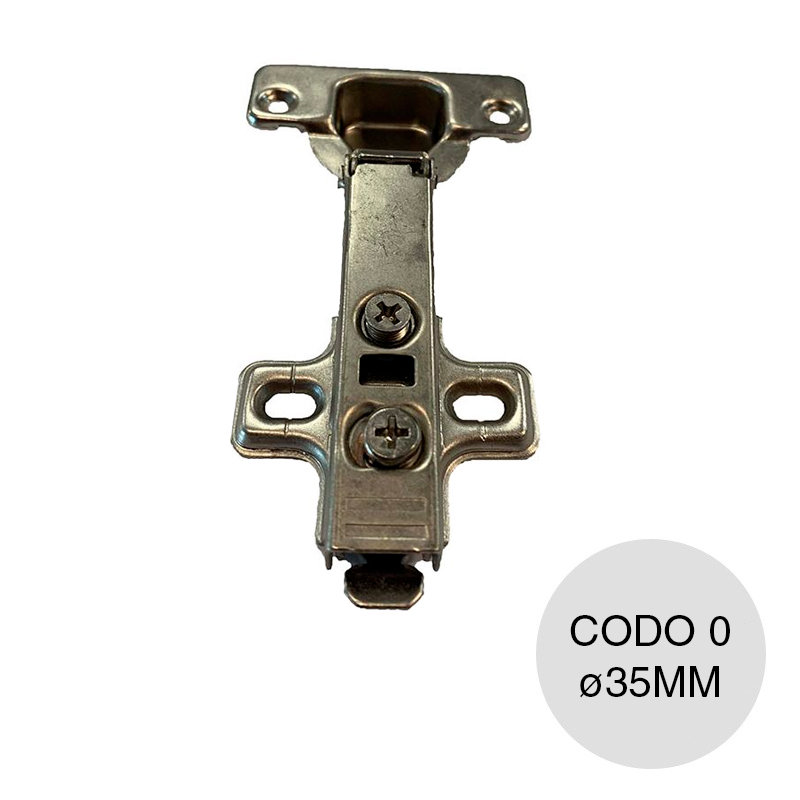 Bisagra cazoleta clip codo 0 apertura automatica c/base cruz acero niquelado ø 35mm