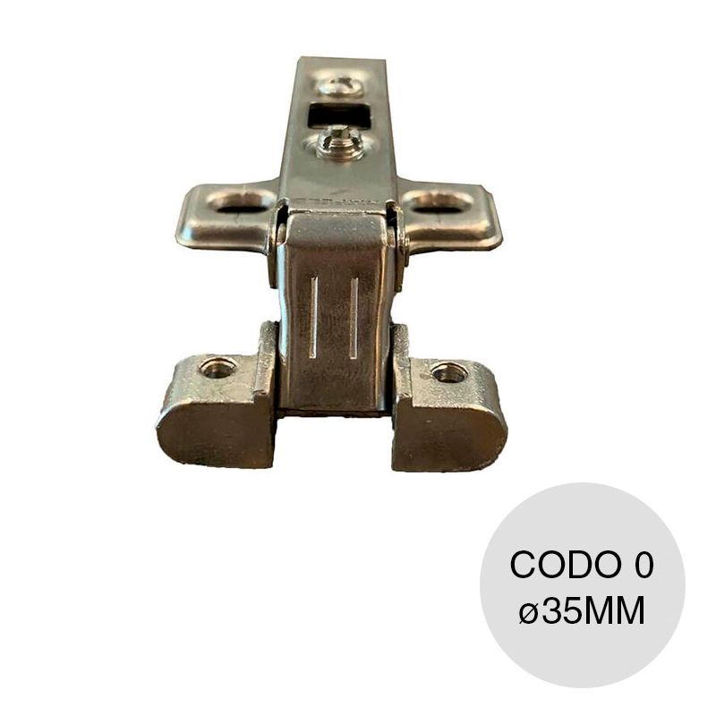 Bisagra cazoleta codo 0 c/base cruz acero niquelado ø 35mm
