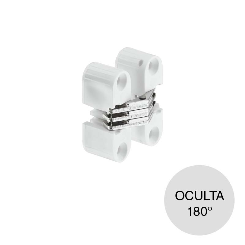 Bisagra oculta Vidi Super 180° acero galvanizado caja plastico blanco 14.5mm x 33mm