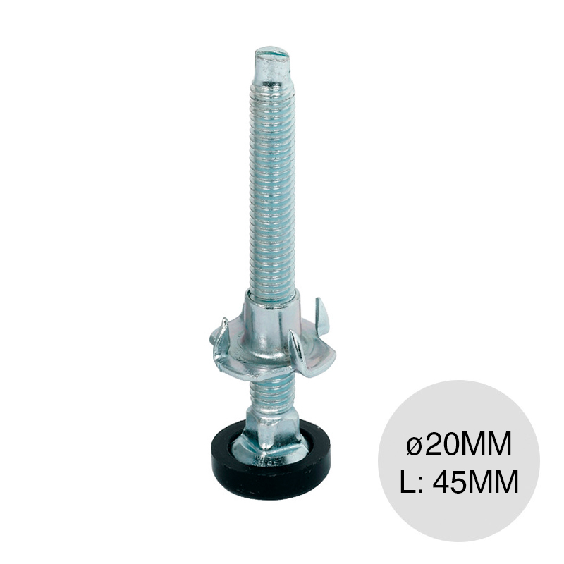 Pata tornillo de ajuste rosca M8 c/tuerca acero galvanizado ø 20mm x 45mm