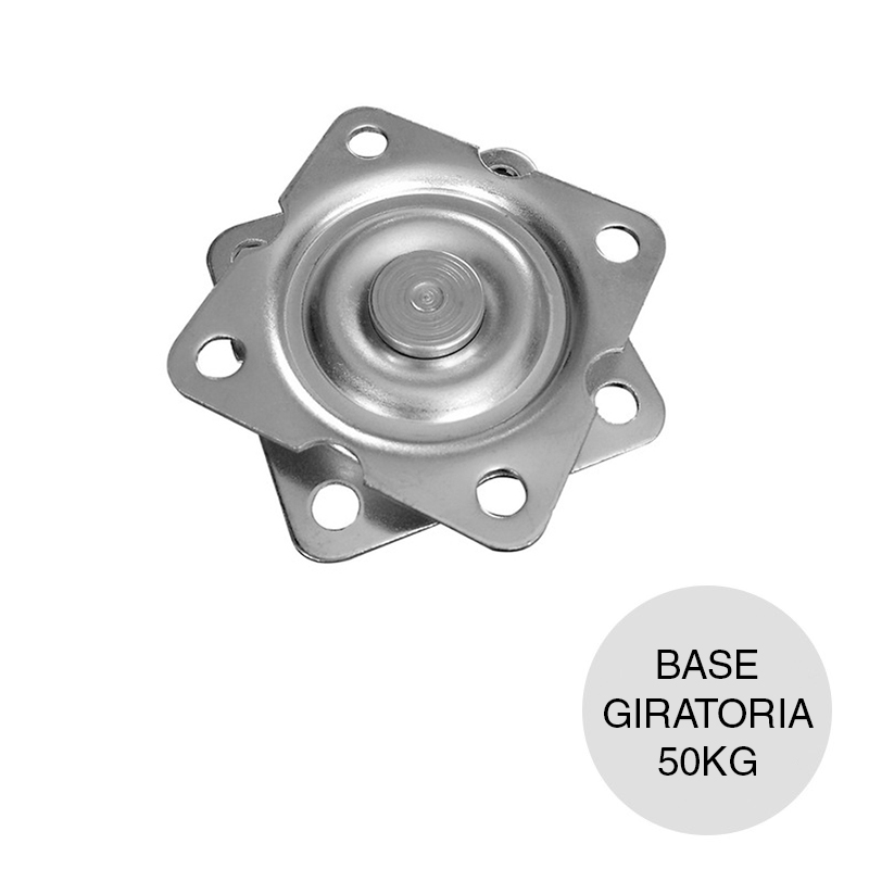 Base giratoria 360° capacidad 50kg acero 10.5mm x 57mm x 57mm