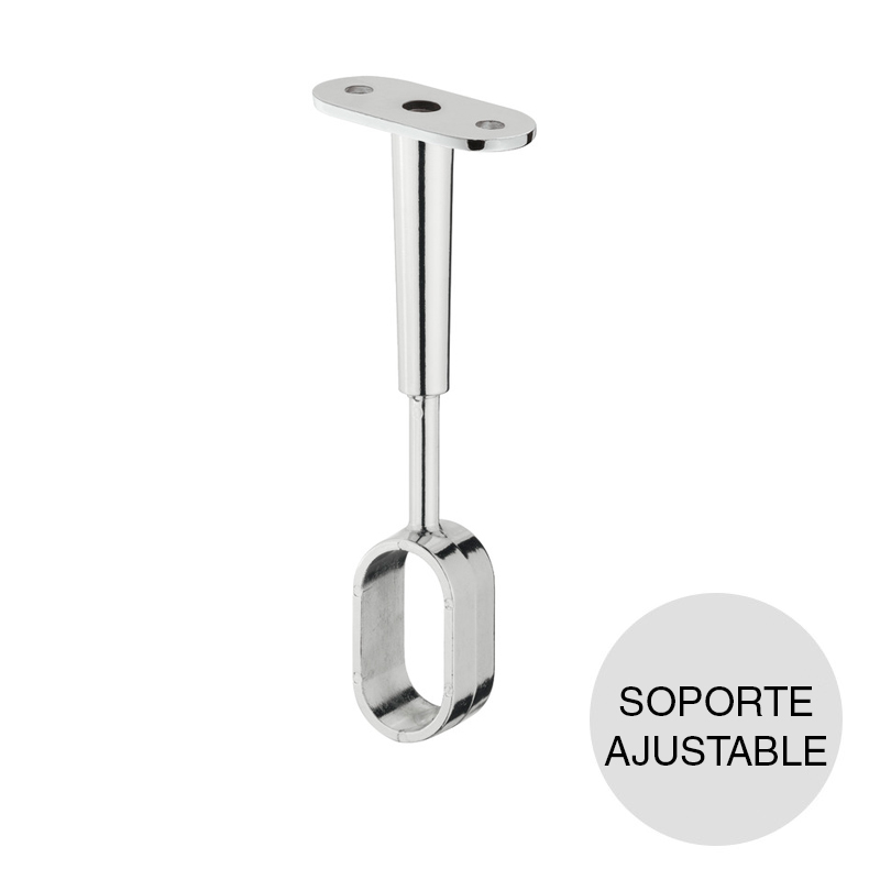Soporte central p/caño oval ajustable zinc cromado 80mm - 105mm