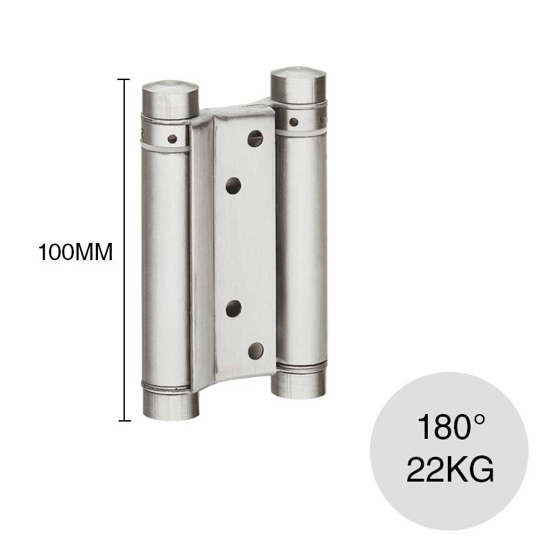 Bisagra Vaiven doble accion Startec 180° puerta 22kg acero niquelado ø 22mm x 100mm