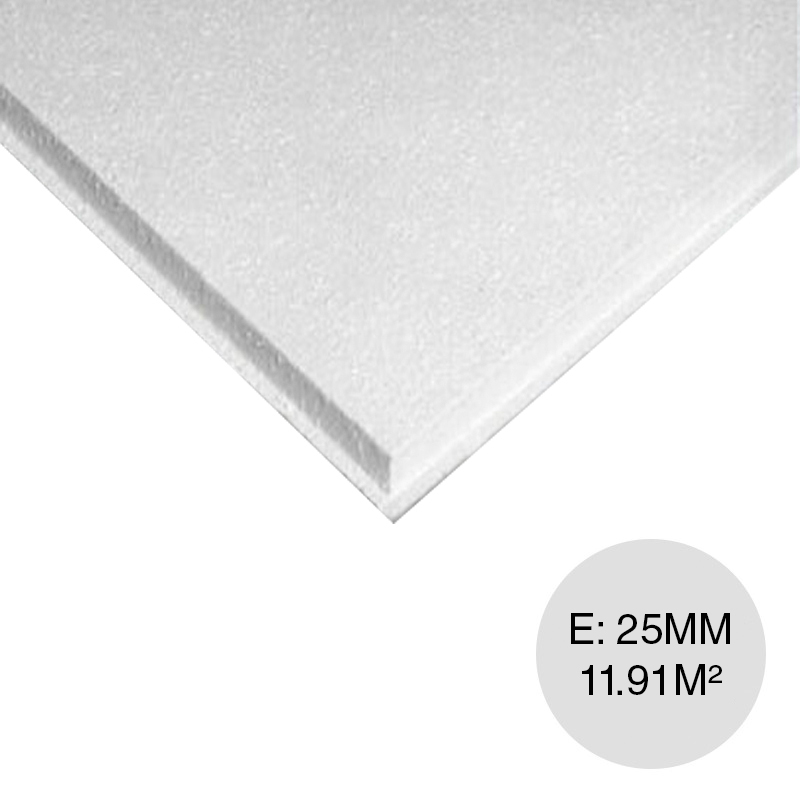 Placa cielorraso desmontable Cosmos Estandar borde visto blanca salpicada 25mm x 610mm x 1220mm 16u x caja 11.91m²
