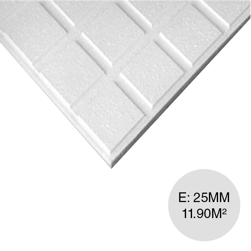 Placa cielorraso desmontable Caseton Estandar borde visto blanca salpicada/ondulada 25mm x 610mm x 610mm 32u x caja 11.90m²