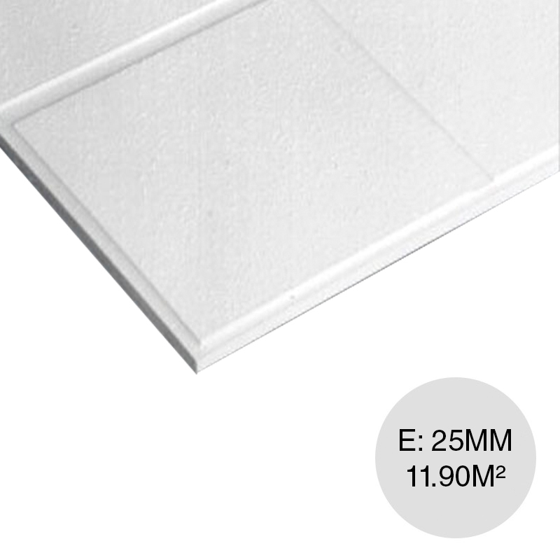 Placa cielorraso desmontable Dados Estandar borde visto blanca salpicada/ondulada 25mm x 610mm x 610mm 32u x caja 11.90m²
